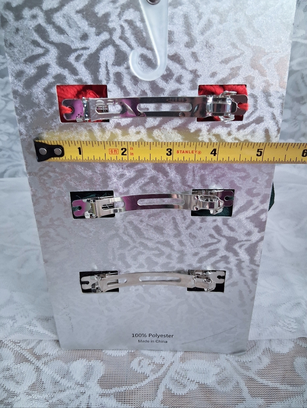 Vintage 90s 3-pack Of Barrettes Large Ruffle French Snap Closure - Picture 7 of 8